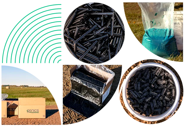 Genic's collage images of brand and services